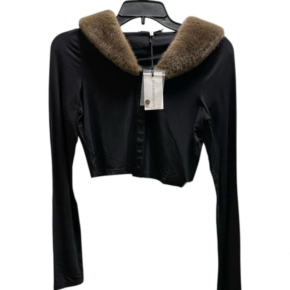 WeWoreWhat faux fur collar top